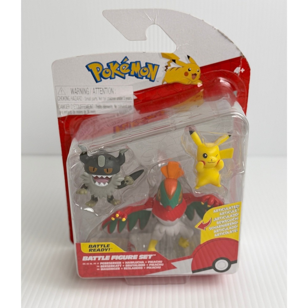 Pokemon Battle Figure Set Perrserker Hawlucha Pikachu 3-Pack Multicolor Unisex